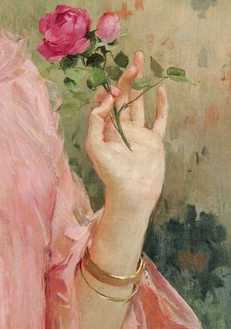 Holding A Rose, A Rose, A Woman, Pink, Beauty