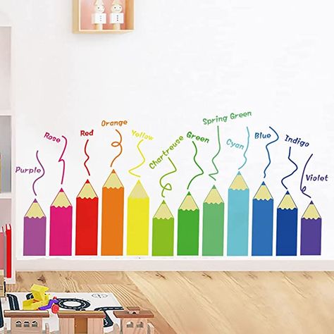 Amazon.com: Color Wall Decals Kids Room,Nursery Wall Stickers,Large Kids Educational Wall Corner Decor Stickers for Kidsroom, Daycare,Nursery,Bedroom,Classroom,Playroom,Living Room. : Baby Wall Corner Decor, Daycare Nursery, Playroom/living Room, Baby Wall Stickers, Daycare Decor, Vinyl Painted, Kids Room Wall Stickers, Wall Corner, School Murals