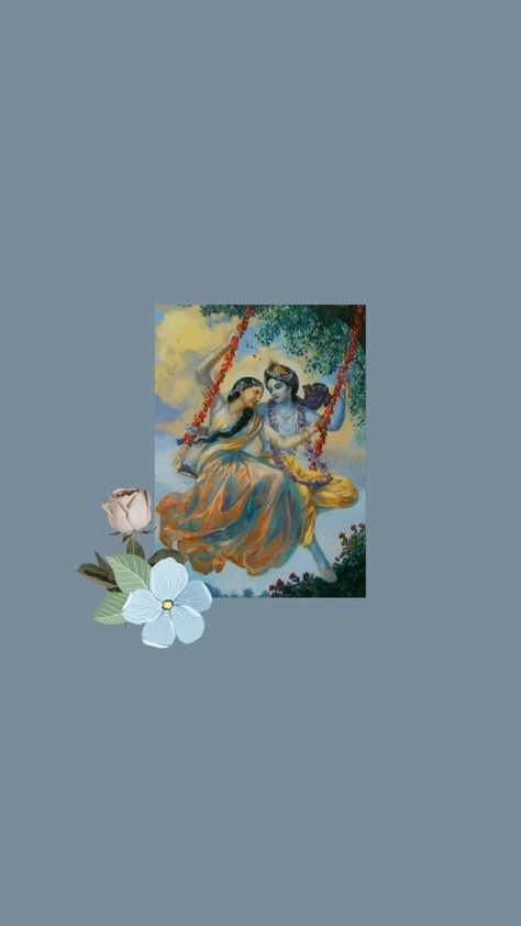 Radha Krishna Aesthetic, Krishna Aesthetic, Cute Picture, Aesthetic Picture, Radha Krishna, Krishna, Flowers, Blue