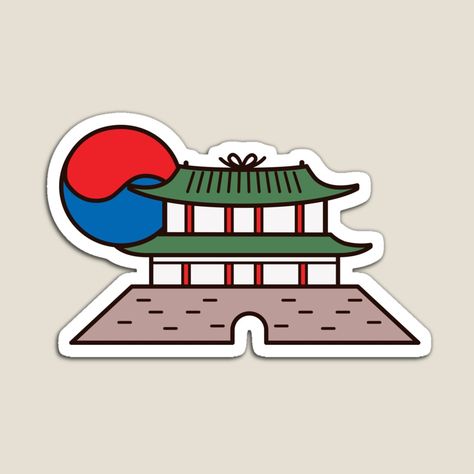 Korean Logo Design Ideas, Korean Symbols, Korea Stickers, Korea Anime, South Korean Flag, South Korea Flag, Korea Flag, Seni Korea, Korean Illustration