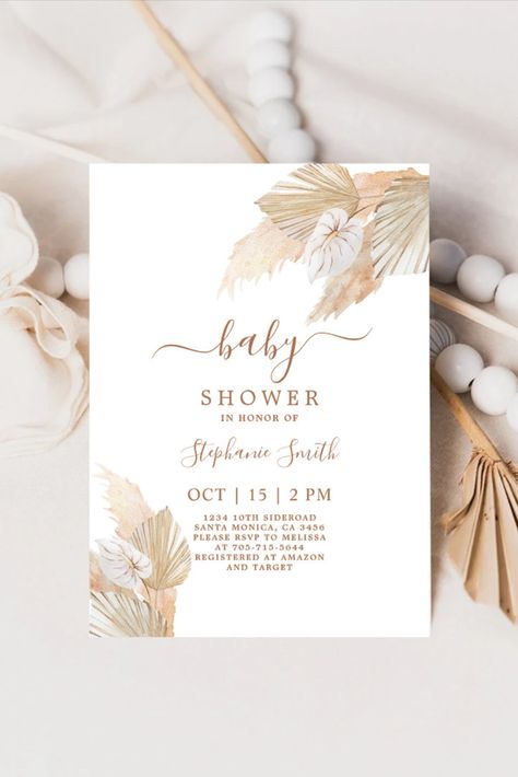 Pampas Grass Boho Chic Baby Shower Invitation
Pampas grass dried tropical palms Baby shower invitation #babyshower #babyshowersgifts #babyshowercards #babyshowerparty #floral #pampas #boho Chic Baby Shower, Chic Baby, Boho Girl, Baby Shower Invites, Boho Baby Shower, Baby Shower Cards, Neutral Baby Shower, Baby Sprinkle