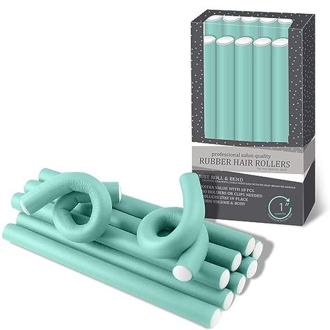 Amazon.com : My Beauty Spot Flexi Rods Foam Hair Rollers 1" Diameter Professional Salon Quality 10 Pcs Rubber Hair Rollers for Medium to Long Hair (Blue) : Beauty & Personal Care Flexible Curling Rods, Glow Up Hair, Foam Hair Rollers, Homemade Headbands, Foam Rollers Hair, Wavy And Curly Hair, Natural Looking Curls, Curling Rods, Medium To Long Hair