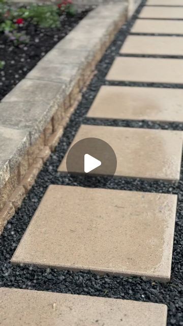 Rostro Flowerbeds on Instagram: "This is a video i put together to show how we install these 24x24 square pavers using decomposed granite base and decorative black star gravel. #walkway #pavers #bakcyard #diy #construction #landscape" How To Make Pavers Diy, Paver Garden Bed, Pavers Around House, Decomposed Granite Landscaping, Black Star Gravel, Paver Landscaping, Granite Walkway, Paver Walkway Ideas, Square Pavers