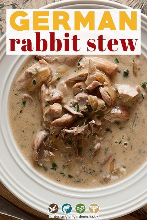 Crockpot Rabbit Recipe, Rabbit Stew Recipe, Squirrel Recipes, Easy Rabbit Recipe, Boar Recipes, Bird Recipes, Pheasant Recipes, Rabbit Recipes, Easy German Recipes