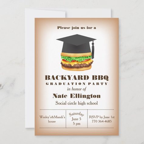 Graduation Backyard Barbecue BBQ Party Cookout Invitation | Zazzle.com Mickey Graduation, Twins Graduation, Graduation Bbq Party, Boys High School Graduation Party, Boys Graduation Party, Graduation Bbq, Highschool Graduation, Cookout Party, Graduation Party Signs