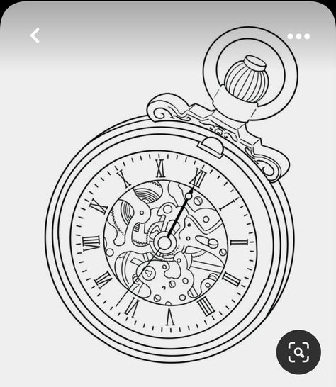 Pocket Watch Cover Up Tattoo, Vintage Clock Tattoo Design, Pocket Watch Tattoo Stencil Outline, Pocket Clock Tattoo Design, Clock Outline Tattoo, Pocket Watch Outline, Watch Tattoo Stencil, Pocket Watch Tattoo Stencil, Clock Tattoo Drawing