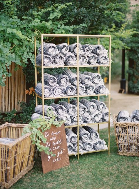 Favor Display Ideas, Blanket Display Ideas, Wedding Favor Display, Favor Display, Wedding Favor Table, Wedding Giveaways, Wedding Display, Wedding Blankets, Art Deco Wedding