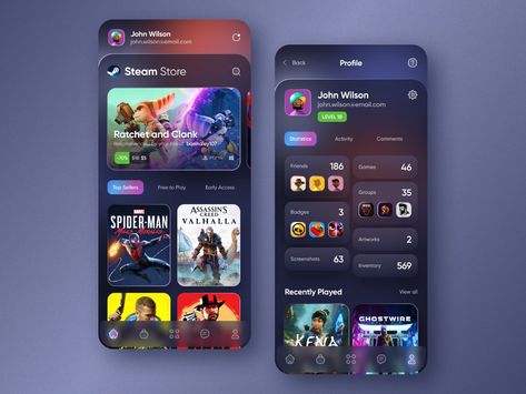 Mobile Game App Design, Gaming Ui Design, Game App Design, Literature Exhibition, Game App Ui, Leaderboard Design, App Store Design, Steam App, App Development Design