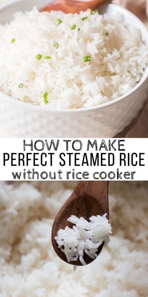 Rice On Stove, Steam Rice Recipe, Stove Top Rice, Rice On The Stove, Steamed White Rice, Cook Rice, Rice Side, Perfect Rice, Rice Varieties