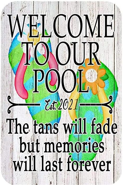 Swimming Pool Signs, Patio Signs, Pool Outdoor, Pool Signs, Pool Decor, Pool Time, Custom Metal Signs, Sewing Organization, Outdoor Wall Decor