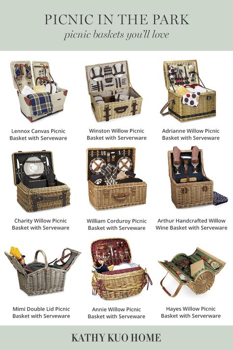 Pick up one of our luxury picnic baskets and a cozy throw blanket for the ultimate al fresco afternoon. This lookbook holds all the essentials for a refreshing park picnic. Enjoy beautiful wine glasses and iced tea glasses to serveware, flatware, cheese boards, designer picnic baskets, and more. The charming picnic ideas here are endless! Click to shop. Best Picnic Basket, How To Make A Picnic Basket, Picnic Basket Aesthetic, Picnic Set Up, Picnic Basket Ideas, Picnic Basket Diy, Picnic Basket Decor, Luxury Picnic Basket, Boat Picnic