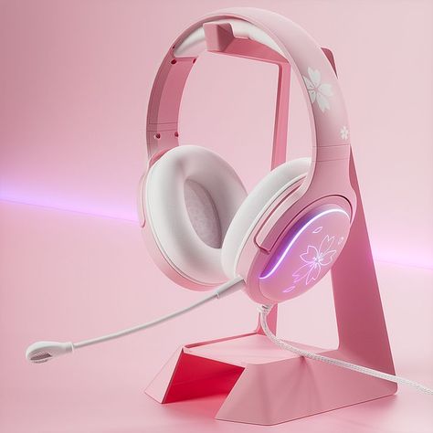 🌸RGB Gradient Light Aura 🌸Sakura Pink Cherry Blossoms 🌸Mic & In-line Control 🌸Soft Head Cushion & Earmuff 🌸Plug & Play 3.5 mm Audio Jack 🌸Free Y-Shape Converter Cherry Theme, Gradient Light, Ps4 Headset, Headset With Mic, Cute Headphones, Pc Build, Xbox Pc, Rainbow Aura, Aura Colors