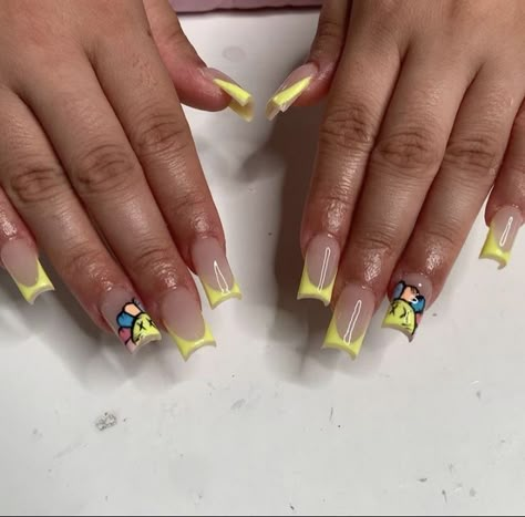 Acrylic Nails Yellow, Yellow Nails Design, Short Acrylics, Hard Nails, Blue Acrylic Nails, Shoe Nails, Colorful Nails, Nails Now, Colored Acrylic Nails