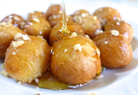 These traditional sweet little Greek honey puffs are definitely one of my favourite desserts, so I was excited to prepare this dairy free Lenten alternative, which just as delicious as the traditional Greek honey puffs! Discover how to make them to perfection here... Greek Donuts, Honey Puffs, Greek Easter, Puff Recipe, Greek Desserts, Greek Dishes, Most Popular Recipes, Beignets, Baklava