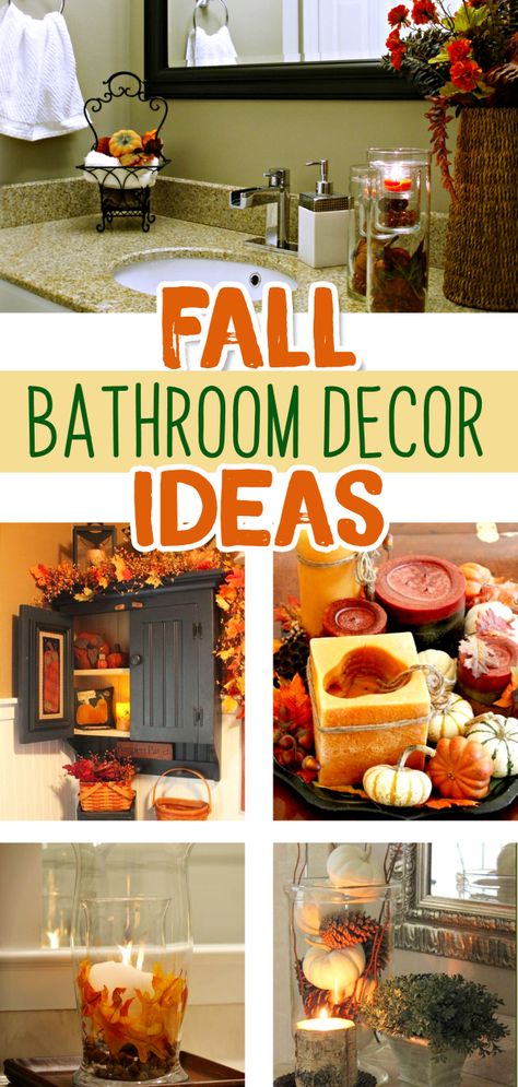 Fall Bathroom Decorating Ideas PICTURES - Beautiful Fall-themed DIY Bathroom Decor Ideas for an Autumn decorated bathroom Autumn Bathroom Decor, Diy Bathroom Decor Ideas, Decorated Bathroom, Fall Bathroom Decor Ideas, Fall Bathroom Decor, Best Kitchen Design, Fall Bathroom, Cozy Fall Bedroom, Fall Bedroom Decor