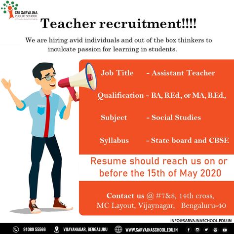 Teacher Recruitment! Teacher Recruitment, Teacher Assistant, Job Fair, We Are Hiring, Job Title, School Teacher, Public School, Social Studies