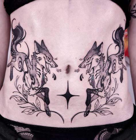 Chestnut Tattoo, Abdomen Tattoo, Tummy Tattoo, Funky Tattoos, Sick Tattoo, Cute Little Tattoos, Stomach Tattoos, Fox Tattoo, Tattoo Portfolio