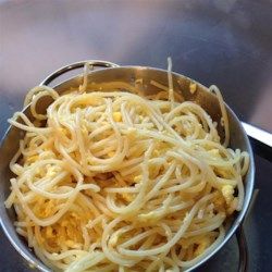 Eggs and Spaghetti - Allrecipes.com Spaghetti And Eggs, Pasta Main Dishes, Lasagna Stuffed Shells, Meal For One, Eggs Fried, 5 Ingredient Dinners, Easy Main Dishes, Turkey Recipes Thanksgiving, Egg Dish