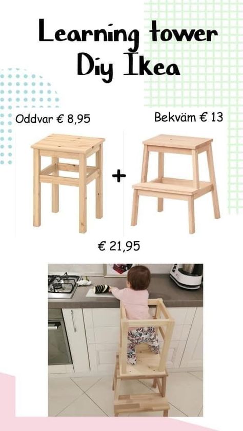 Learning Tower Diy, Ikea Hack Kids, Paint End Tables, End Tables Diy, Funky Painted Furniture Diy, Learning Tower, Painted Furniture Diy, Ikea Furniture Hacks, Baby Learning Activities