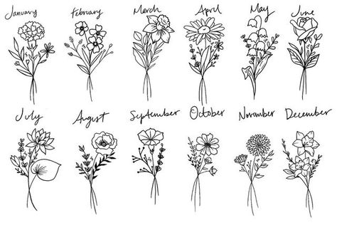 Bushel Of Flowers Tattoo, Best Placement For Flower Tattoo, Group Of Flowers Tattoo, Month Flowers Tattoos Bouquet, Placement For Flower Tattoos, May Birth Month Tattoo, Birthflower Tattoo Birth Month, Tattoo Ideas Flower Birth Month, Matching Flower Tattoos Best Friends