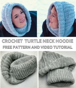 Crochet Turtle Neck, Crochet Winter Patterns, Turtle Neck Hoodie, Hooded Cowl Crochet Pattern, Crochet Hooded Scarf Pattern, Crochet Hooded Cowl, Hooded Scarf Pattern, Crochet Scarf For Beginners, Crochet Snood