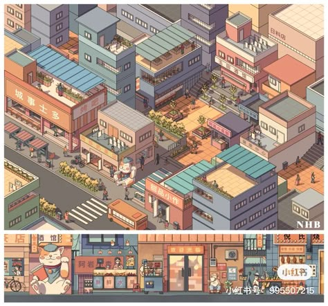 Isometric Illustration Landscape, Isometric Village, Pixel Art Town, Isometric Town, Digital Art Process, Isometric Pixel Art, Pixel City, Isometric Game, Digital Art Software