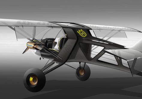 Husqvarna STOL plane :: Behance Microlight Aircraft, Stol Aircraft, Ultralight Plane, Plane Crafts, Kit Planes, Bush Plane, Sea Plane, Flying Drones, Electric Motorbike