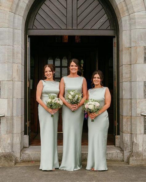 How beautiful do these bridesmaids look in our 'Joy in Sage Satin'? We would say... VERY! 😍 These gorgeous girls celebrated the wonderful ceremony of Eammon & Niamh, who recently said 'I do' and started their new chapter as husband and wife. Thinking of choosing sage green for your bridesmaid colour scheme? Shop our collection or swatch our dresses to find the perfect shade for you! 🫶 📷: @djb_photographer #weddings2025 #weddinginspo #bridesmaiddresses #BridesmaidInspiration #bridetobe #b... Dust Sage Bridesmaid Dresses, Bridesmaid Colour Scheme, Bridesmaid Color Scheme, Sage Green Bridesmaid Dresses, Sage Bridesmaid Dresses, Bridesmaid Colors, Bridesmaid Inspiration, Green Bridesmaid, Gray Suit