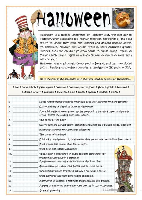 Halloween English Activities, Halloween Worksheet, Halloween Lesson Plans, Autumn Reading, Halloween Vocabulary, Origin Of Halloween, Halloween Lesson, Halloween History, Halloween Word Search