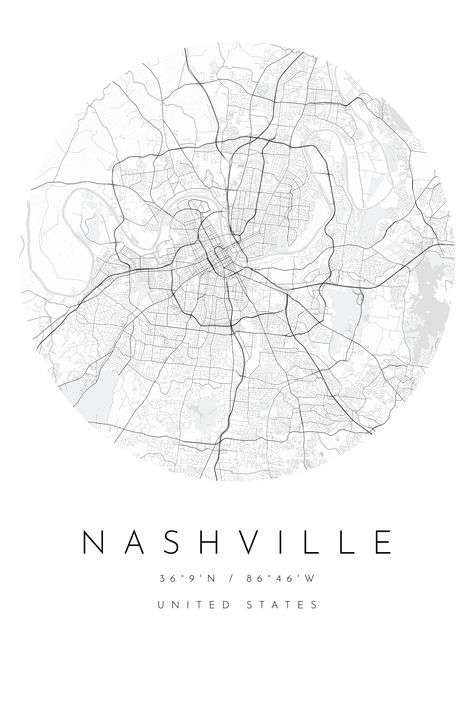 Nashville Map Print, Nashville Map Poster, Nashville City, Tennessee, Gift City Map, Minimalist Art, Black and White Map, Large Map Nashville Map Illustration, Minimalist Art Black And White, Nashville Map, Map Minimalist, Nashville Travel, Nashville City, Modern Map, Architecture Poster, City Wall Art