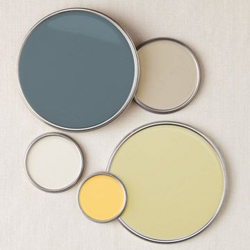 This is a classic palette but has a fresh overall feeling with the two accent colors--steel blue and yellow: http://www.bhg.com/decorating/color/schemes/designer-color-palettes/?socsrc=bhgpin101214updatedclassic&page=5 Benjamin Moore Yellow, Bleeker Beige, Benjamin Moore Cloud White, Color Palette Design, Upholstered Furniture, Colour Schemes, Benjamin Moore, Color Pallets, Room Colors