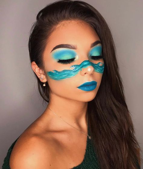 Water Element Makeup, Meka Up, Face Painting Easy, Face Art Makeup, Art Makeup, Makeup Step By Step, Water Element, Color Guard, Facepaint