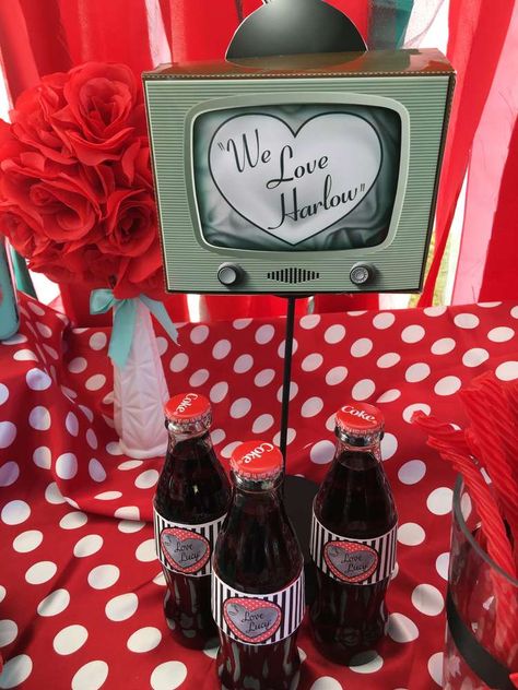 " I Love Lucy Party" Birthday Party Ideas | Photo 6 of 13 I Love Lucy Party, 50s Party Decorations, Easy Birthday Party Games, Diy Graduation Decorations Party, I Love Lucy Show, Pink Party Theme, 25th Anniversary Party, Simple Birthday Party, Easy Birthday