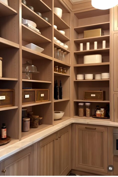 Butlers Pantry Organization, Narrow Butlers Pantry, Scandinavian Pantry, Walnut Pantry, Modern Spanish Style Homes, Modern Spanish Style, Wood Pantry, Ikea Pantry, Wooden Pantry