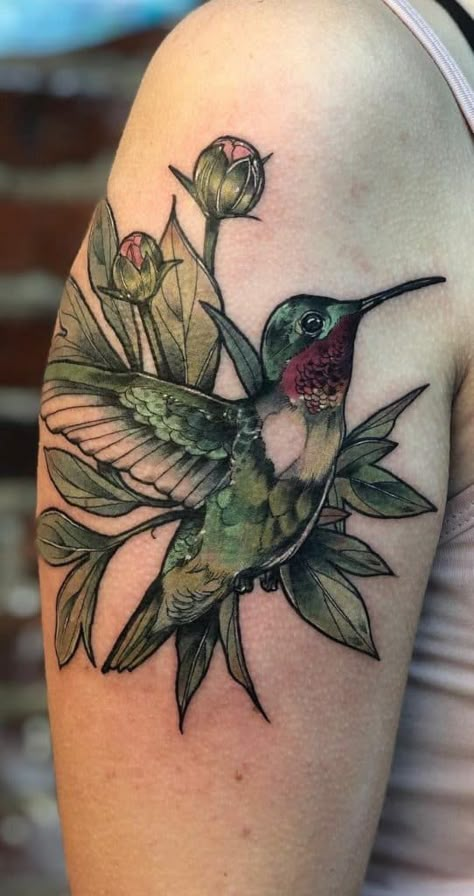 Traditional Hummingbird Tattoo, Traditional Hummingbird, Hummingbird Flower Tattoos, Hummingbird Tattoos, Mastectomy Tattoo, Theme Tattoo, Floral Tattoo Sleeve, Hummingbird Tattoo, Styles Ideas