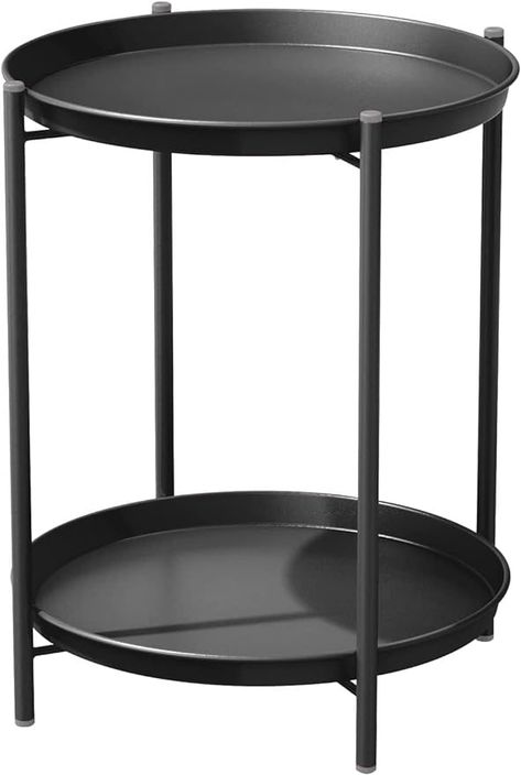 Amazon.com: Grand patio Outdoor Side Table 2-Tier End Table Round Accent Table Peacock Red : Patio, Lawn & Garden Outdoor Side Table Decor, Round Metal Side Table, Metal Nightstand, Small End Tables, Outdoor End Tables, Patio Side Table, Metal End Tables, Round End Table, Furniture Classic