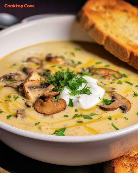 Never heard of this before, but the moment I tasted it, I couldn't stop until my bowl was clean Hungarian Mushroom, Hungarian Mushroom Soup, Mushroom Soup Recipes, Homemade Soup Recipe, Button Mushrooms, Hungarian Recipes, Soup And Stew, Soup And Sandwich, Easy Soups