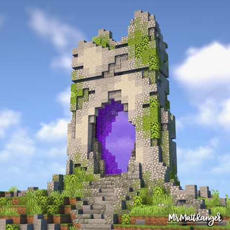 A Minecraft Overgrown Nether Portal! You can download this build on my Patreon, just follow the link! Minecraft Water Cave House, Minecraft Jungle Nether Portal, Cottagecore Nether Portal Minecraft, Overgrown Castle Minecraft, Nether Portals Minecraft, Big Nether Portal Design, Minecraft End Portal Room Design, Portal Minecraft Design, Ender Portal Designs