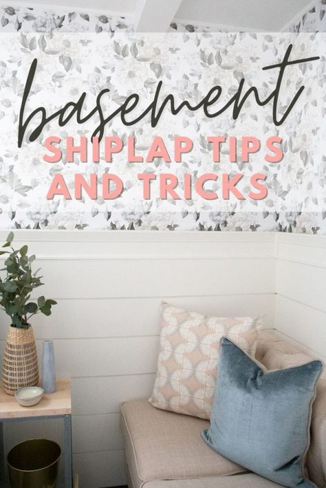 Tips for Putting Up a Basement Shiplap Wall Basement Shiplap, Diy Photo Ornaments, Basement Decoration, Cinder Block Walls, Ribbon Storage, Shiplap Wall, Heart Shaped Wreaths, Basement Makeover, Small Bathroom Makeover