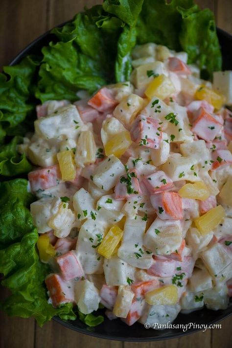 Potato Salad With Carrots, Chicken Potato Carrot, Dump Salad, Pineapple Salad Recipes, Pinoy Merienda, Salad With Carrots, Sweet Potato And Carrot, Chicken Potato Salad, Macaroni Salads