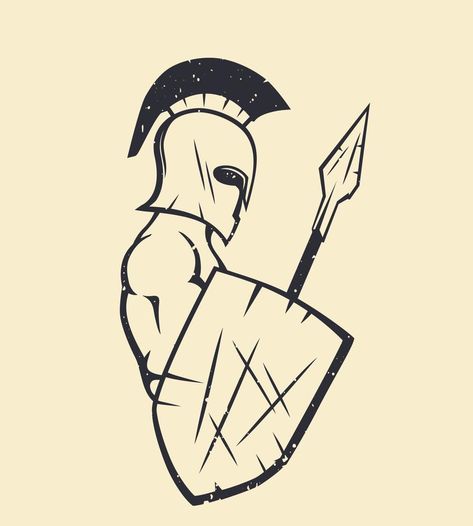 spartan with spear and shield, strong greek warrior in helmet How To Draw A Warrior, Spartan Helmet Drawing, Spartan Drawing, Greek Mythology Drawings, Greek Drawings, Drawing Warrior, Warrior Sketch, Trojan Warrior, Sparta Tattoo