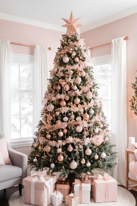 Create the sweetest tree of the season with this delicate color story! Learn how to blend soft blush tones with crisp whites and warm rose gold for a tree that looks straight out of a fairy tale. Includes ornament selection guide and lighting tips. #BlushChristmas #RoseGoldTree #PastelHoliday Pink Gold Christmas Tree, Pink Gold Christmas, Christmas Tree Colour Scheme, Rose Gold Christmas Tree, Gold Magic, Sweet Trees, Rose Gold Christmas, Lighting Tips, Golden Tree