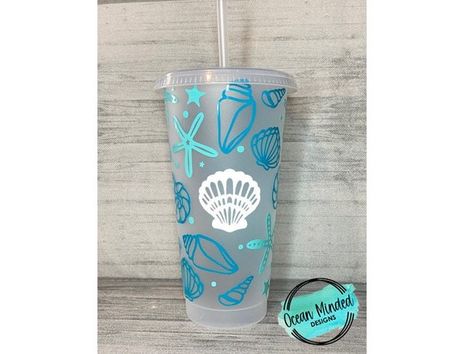 Beach Tumbler Cups, Tumbler Beach Designs, Cups With Vinyl Tumblers Beach, Beach Bachelorette Cups, Mexico Beach Tumbler Cups, Personalized Yeti Tumbler Beach, Seashell Print, Cup Tumbler, Plastic Tumblers