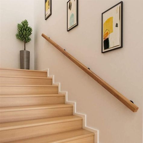 Modern Handrail Designs And Styles That Will Surely Inspire You Wood Stair Handrail, Wood Banister, Wall Mounted Handrail, Stair Banister, Wood Handrail, Handrail Design, Stainless Steel Handrail, Staircase Handrail, Wall Railing