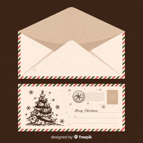 Santa claus vintage envelope template Fr... | Free Vector #Freepik #freevector #christmas #christmas-tree #vintage #christmas-card Vintage Envelope Template, Xmas Envelope, Vintage Envelope, Vintage Template, Self Branding, Envelope Template, Envelope Design, Christmas Design, Premium Vector