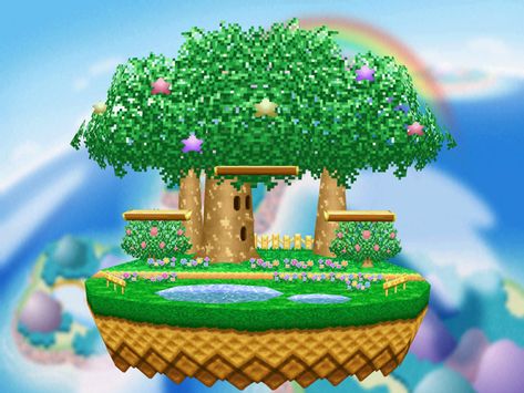 Dream Land (プププランド, Pupupu Land) is a stage that appears in the original Super Smash Bros. and returns in Super Smash Bros. Melee and Super Smash Bros. for Nintendo 3DS and Wii U as Past Stages: Dream Land N64 and Dream Land (64) respectively. In Super Smash Bros. Dream Land is Kirby's home... Super Smash Bros N64, Video Game Backgrounds, Super Smash Bros Melee, Nostalgia 2000s, Blue’s Clues, V Games, Dream Land, Game Background, Geek Culture