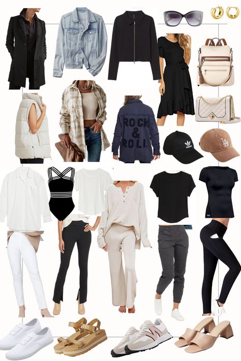 Capsule Wardrobe Checklist - San Diego Trip... - MY HAPPY PLACE San Diego Trip, Wardrobe Checklist, San Diego Style, Capsule Wardrobe Checklist, Packing Hacks Clothes, San Diego Travel, Travel Capsule, Capsule Outfits, What To Pack