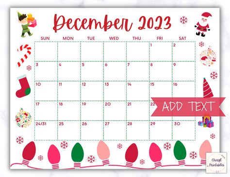 December 2023 Calendar Printable, Kindergarden Graduation, Printable December Calendar, Green Calendar, To Do Calendar, 2024 Printable Calendar, December Images, December Pictures, Homeschool Calendar