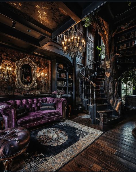 Goth Cabin, Cozy Cabins, Dark Home Decor, Goth Home, Goth Home Decor, Dark Home, Gothic Home, Hidden Treasure, Gothic Aesthetic