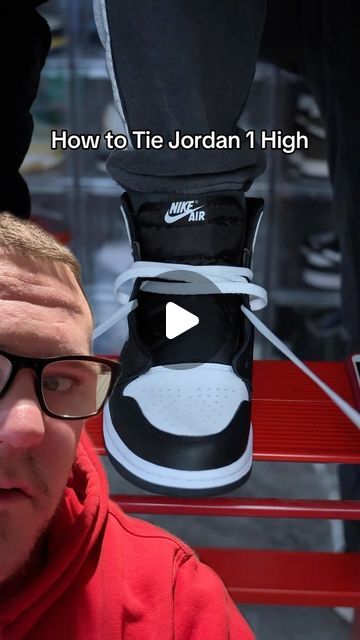 Danny Moore | Sneakers on Instagram: "How to Tie Jordan 1 High 😳" How To Lace Up Jordan 1s, How To Tie Jordan 1 Low, How To Tie Jordan 1 High, How To Tie Jordans Shoes, How To Tie Air Jordan 1 Laces, How To Lace Air Jordan 1, How To Lace Jordan 1 High, High Top Jordans Outfit, Jordan Outfit Women